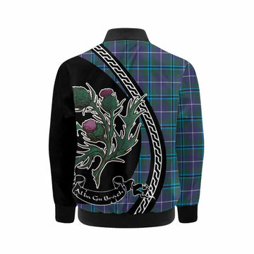 Sandilands Family Crest Tartan Kid Bomber Jacket Alba Thistle Inspired