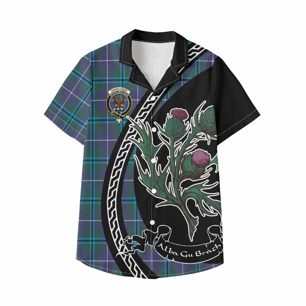 Sandilands Family Crest Tartan Kid Hawaiian Shirt Alba Thistle Inspired - Tartan Vibes Clothing