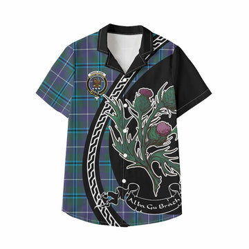 Sandilands Family Crest Tartan Kid Hawaiian Shirt Alba Thistle Inspired