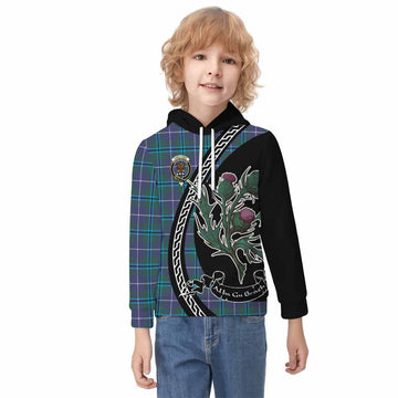 Sandilands Family Crest Tartan Kid Hoodie Alba Thistle Inspired