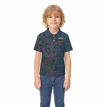 Sandilands Family Crest Tartan Kid Polo Shirt Scottish Thistle Flower Pattern Half Style - Tartan Vibes Clothing