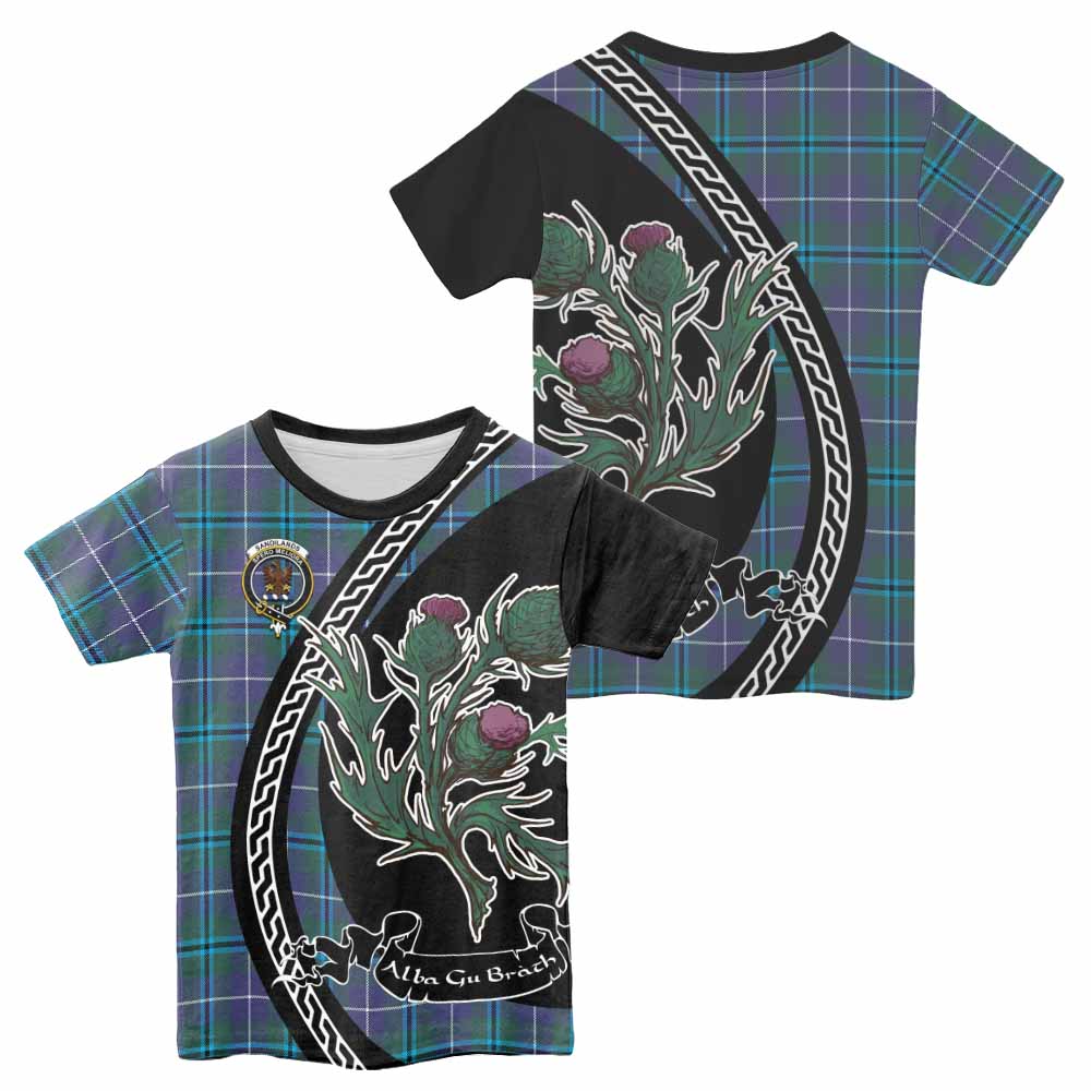 Sandilands Family Crest Tartan Kid T-shirt Alba Thistle Inspired - Tartan Vibes Clothing