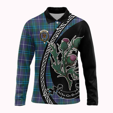 Sandilands Family Crest Tartan Long Sleeve Polo Shirt Alba Thistle Inspired
