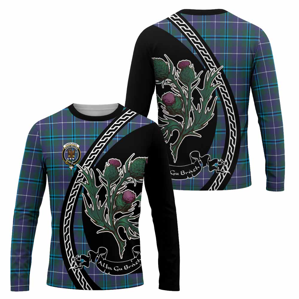 Sandilands Family Crest Tartan Long Sleeve T-Shirt Alba Thistle Inspired - Tartan Vibes Clothing
