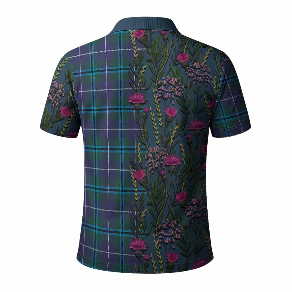 Sandilands Family Crest Tartan Polo Shirt Scottish Thistle Flower Pattern Half Style - Tartan Vibes Clothing