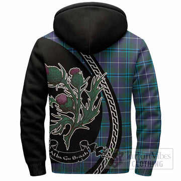 Sandilands Family Crest Tartan Sherpa Hoodie Alba Thistle Inspired