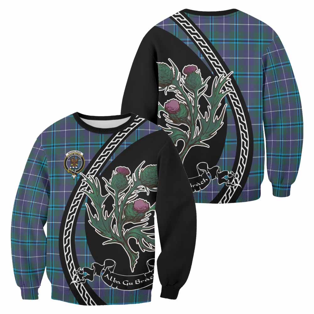 Sandilands Family Crest Tartan Sweatshirt Alba Thistle Inspired - Tartan Vibes Clothing