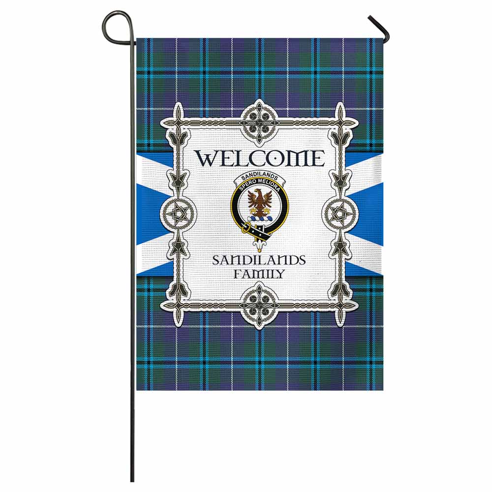 Sandilands Family Crest Tartan Welcome Garden Flag Saltire Harmony Style - Tartan Vibes Clothing