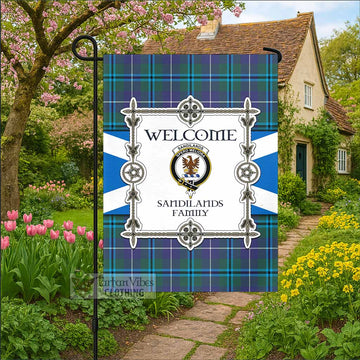Sandilands Family Crest Tartan Welcome Garden Flag Saltire Harmony Style