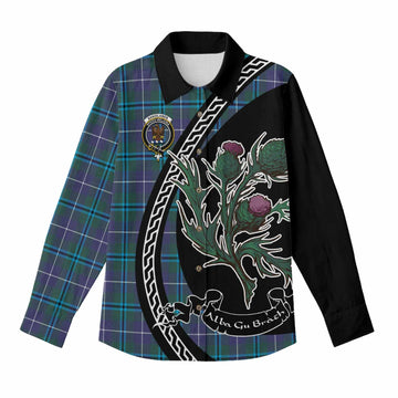 Sandilands Family Crest Tartan Women Casual Shirt Alba Thistle Inspired - Tartan Vibes Clothing