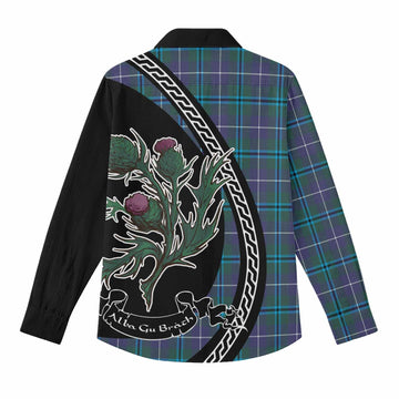 Sandilands Family Crest Tartan Women Casual Shirt Alba Thistle Inspired - Tartan Vibes Clothing