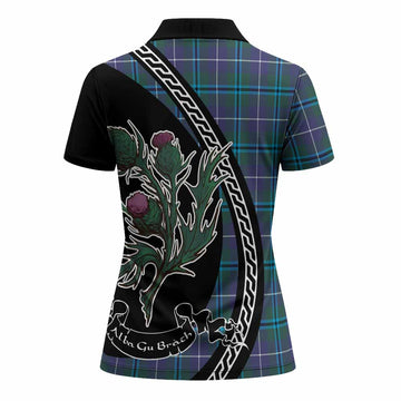 Sandilands Family Crest Tartan Women Polo Shirt Alba Thistle Inspired