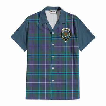 Sandilands Tartan Accent Cotton Hawaiian Shirt with Family Crest