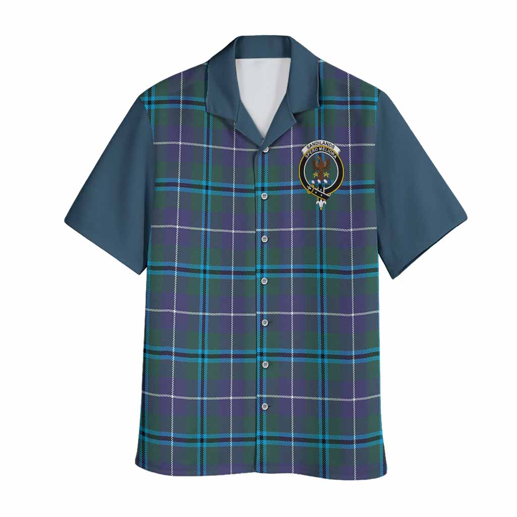 Sandilands Tartan Accent Hawaiian Shirt with Family Crest