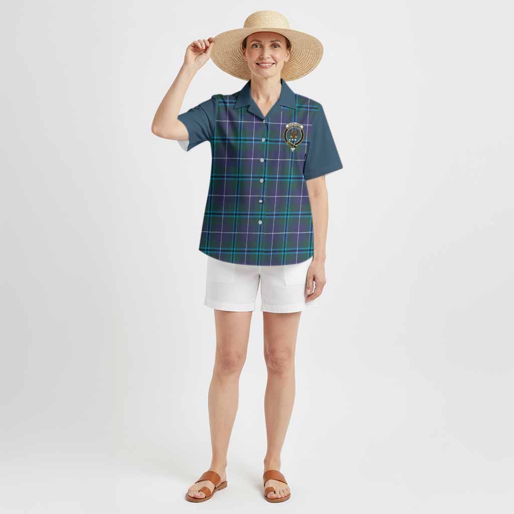 Sandilands Tartan Accent Hawaiian Shirt with Family Crest