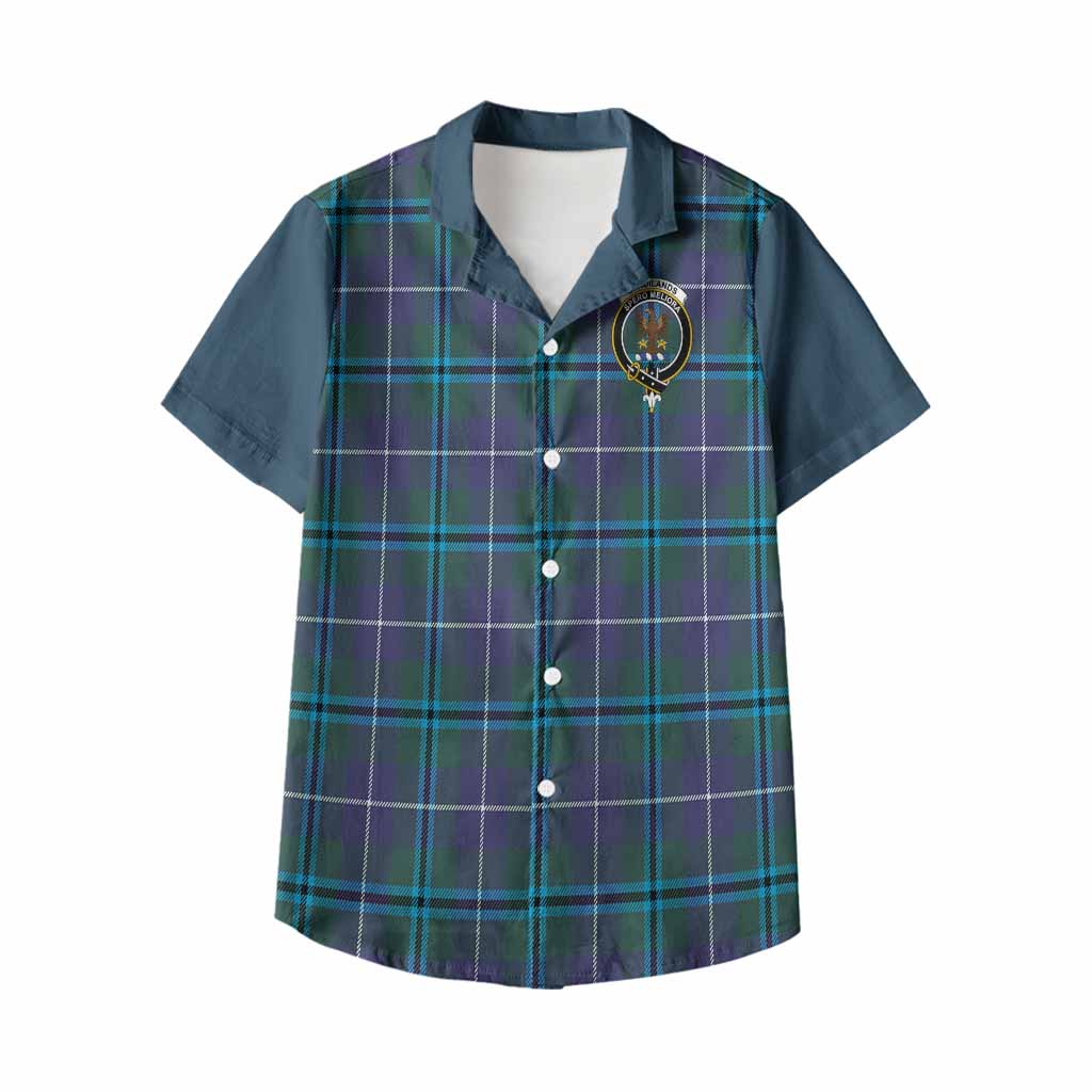 Sandilands Tartan Accent Kid Hawaiian Shirt with Family Crest