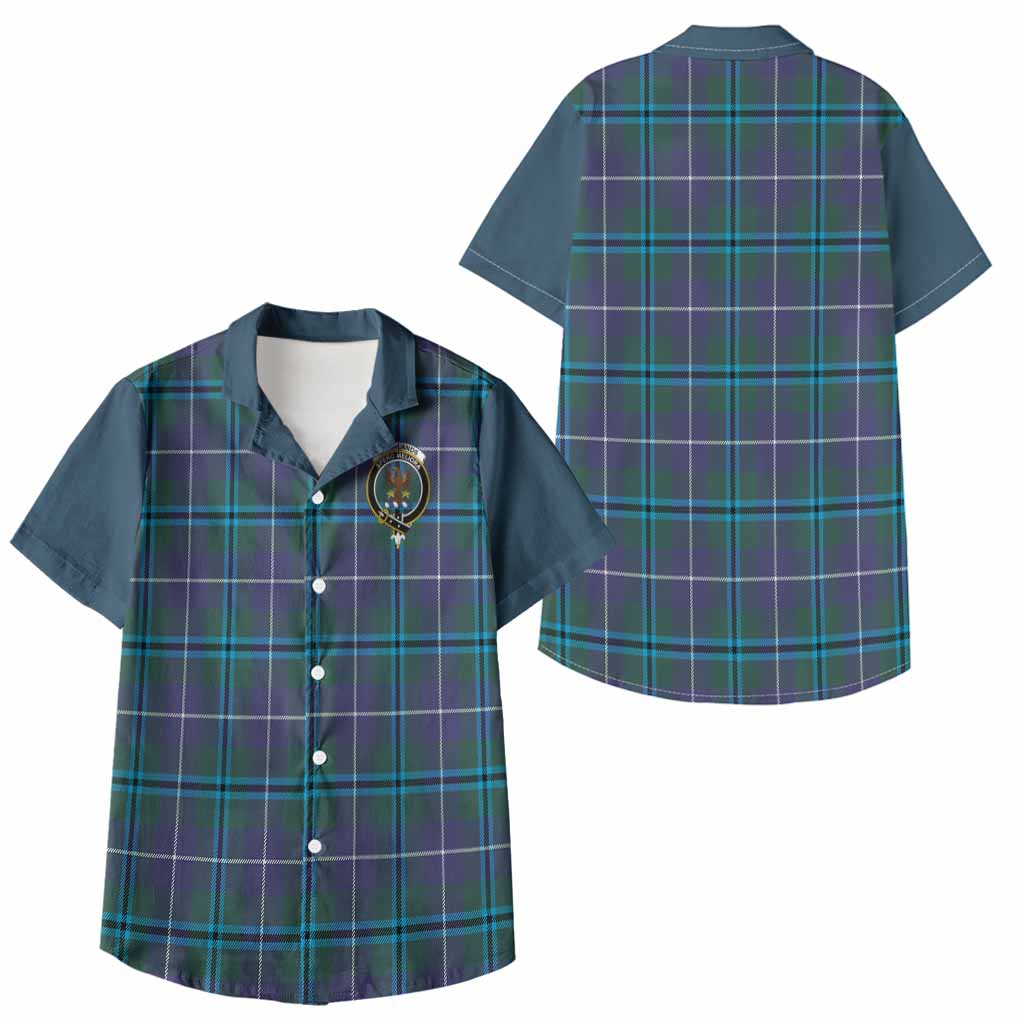 Sandilands Tartan Accent Kid Hawaiian Shirt with Family Crest