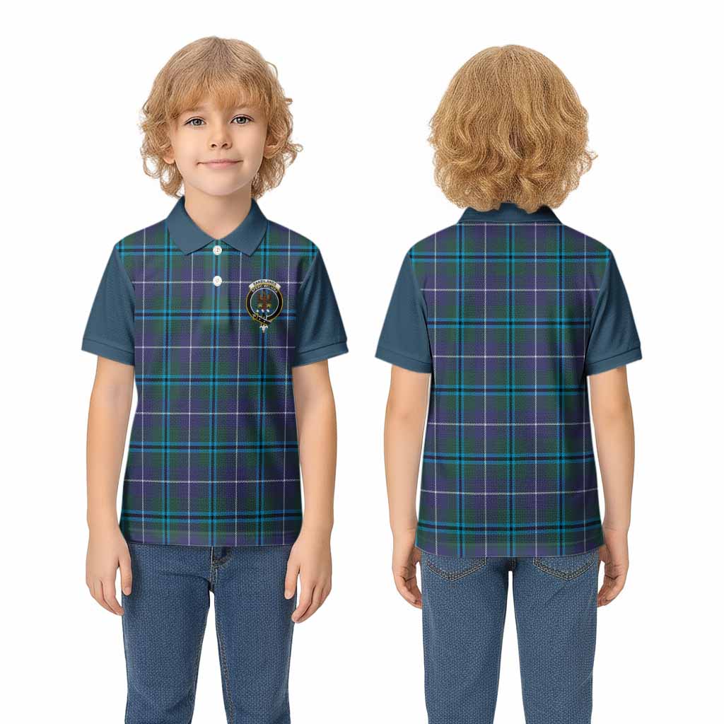 Sandilands Tartan Accent Kid Polo Shirt with Family Crest