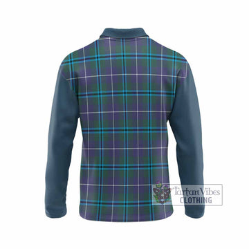 Sandilands Tartan Accent Long Sleeve Polo Shirt with Family Crest