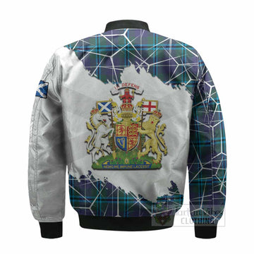Sandilands Tartan Bomber Jacket with Family Crest and Lion Rampant Grunge Style