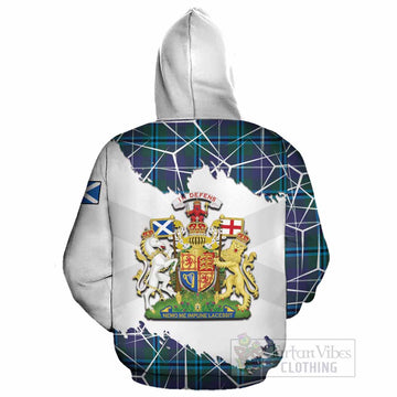 Sandilands Tartan Cotton Hoodie with Family Crest and Lion Rampant Grunge Style