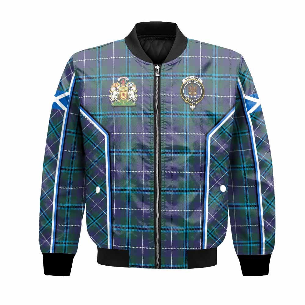 Sandilands Tartan Crest Bomber Jacket Scotland Coat of Arm Flag Style - Tartan Vibes Clothing