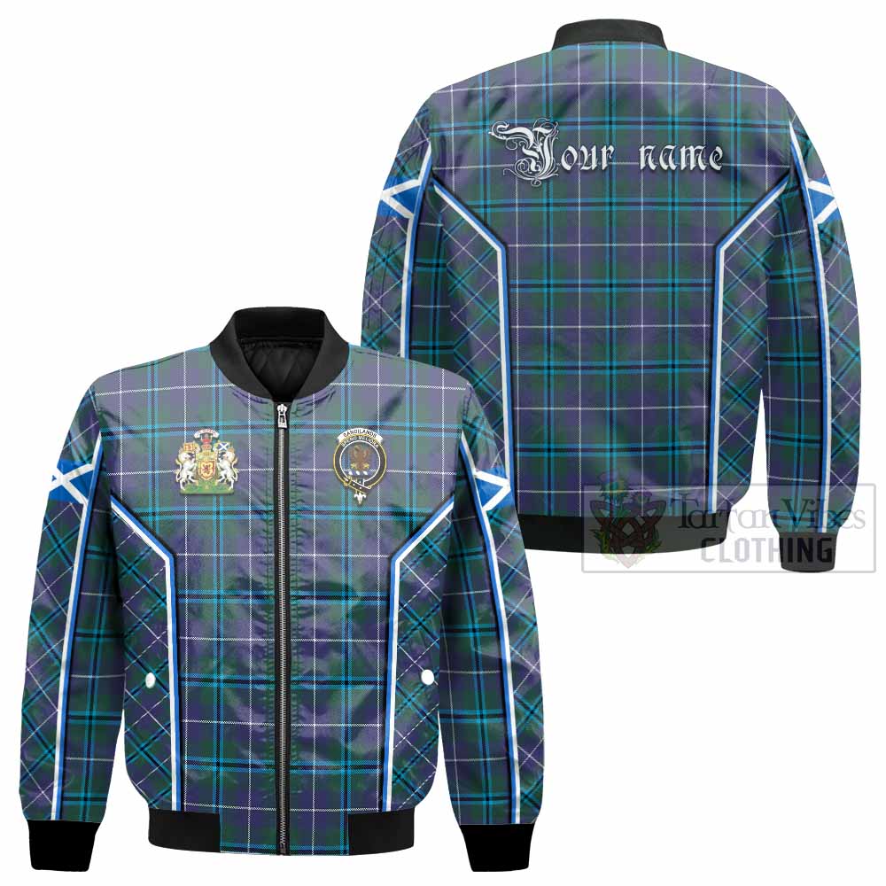 Sandilands Tartan Crest Bomber Jacket Scotland Coat of Arm Flag Style - Tartan Vibes Clothing