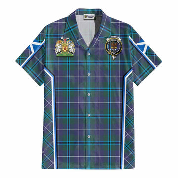 Sandilands Tartan Crest Cotton Hawaiian Shirt Scotland Coat of Arm Flag Style - Tartan Vibes Clothing