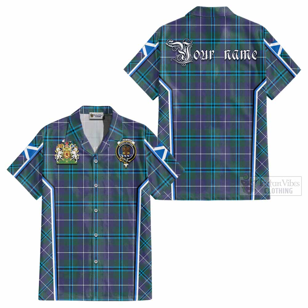 Sandilands Tartan Crest Cotton Hawaiian Shirt Scotland Coat of Arm Flag Style - Tartan Vibes Clothing