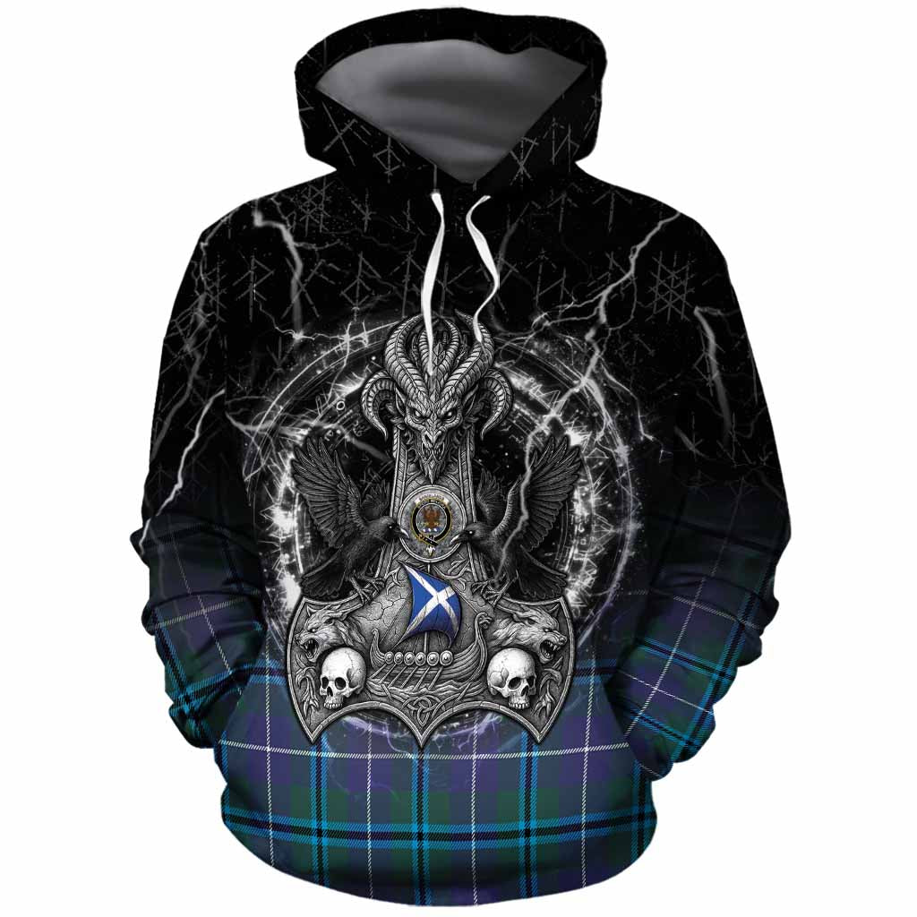 Sandilands Tartan Crest Cotton Hoodie Celtic Odin's Raven Legacy