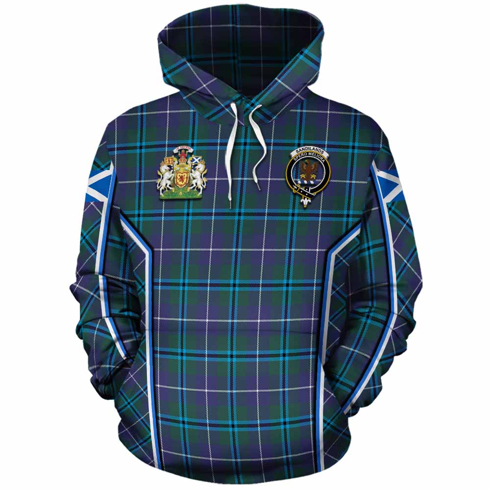 Sandilands Tartan Crest Cotton Hoodie Scotland Coat of Arm Flag Style - Tartan Vibes Clothing