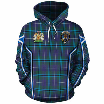 Sandilands Tartan Crest Cotton Hoodie Scotland Coat of Arm Flag Style