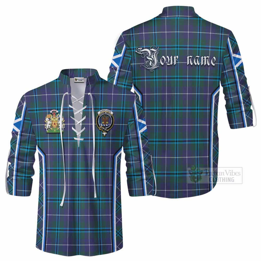 Sandilands Tartan Crest Ghillie Kilt Shirt Scotland Coat of Arm Flag Style - Tartan Vibes Clothing