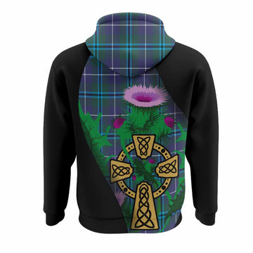 Sandilands Tartan Crest Hoodie Celtic Cross Thistle Flowers