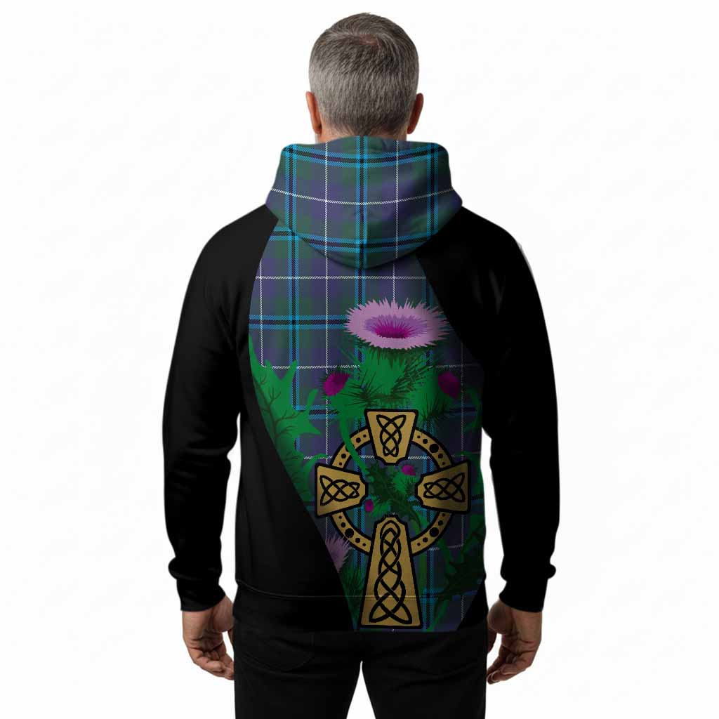 Sandilands Tartan Crest Hoodie Celtic Cross Thistle Flowers