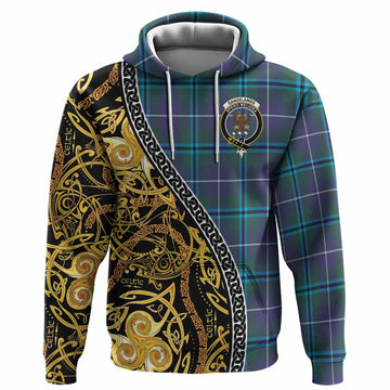 Sandilands Tartan Crest Hoodie Celtic Knot and Triple Trickle Spiral Symbols