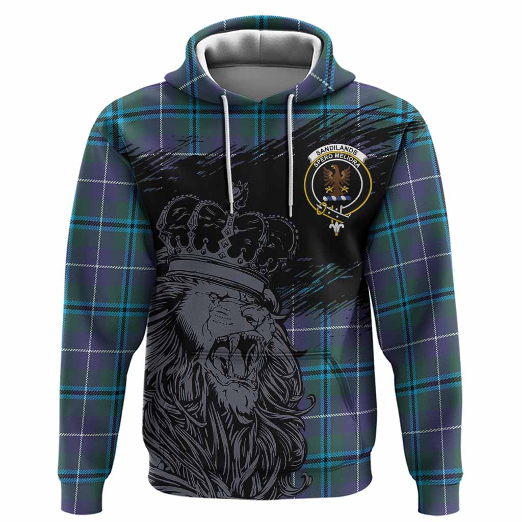 Sandilands Tartan Crest Hoodie Crowned Lion Heritage Style