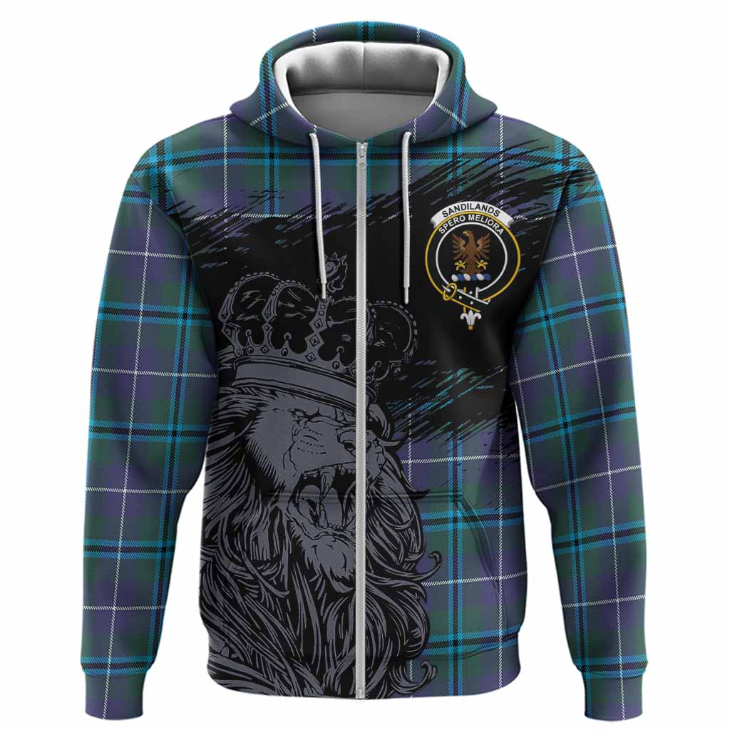 Sandilands Tartan Crest Hoodie Crowned Lion Heritage Style