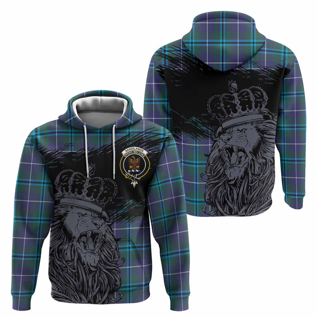 Sandilands Tartan Crest Hoodie Crowned Lion Heritage Style