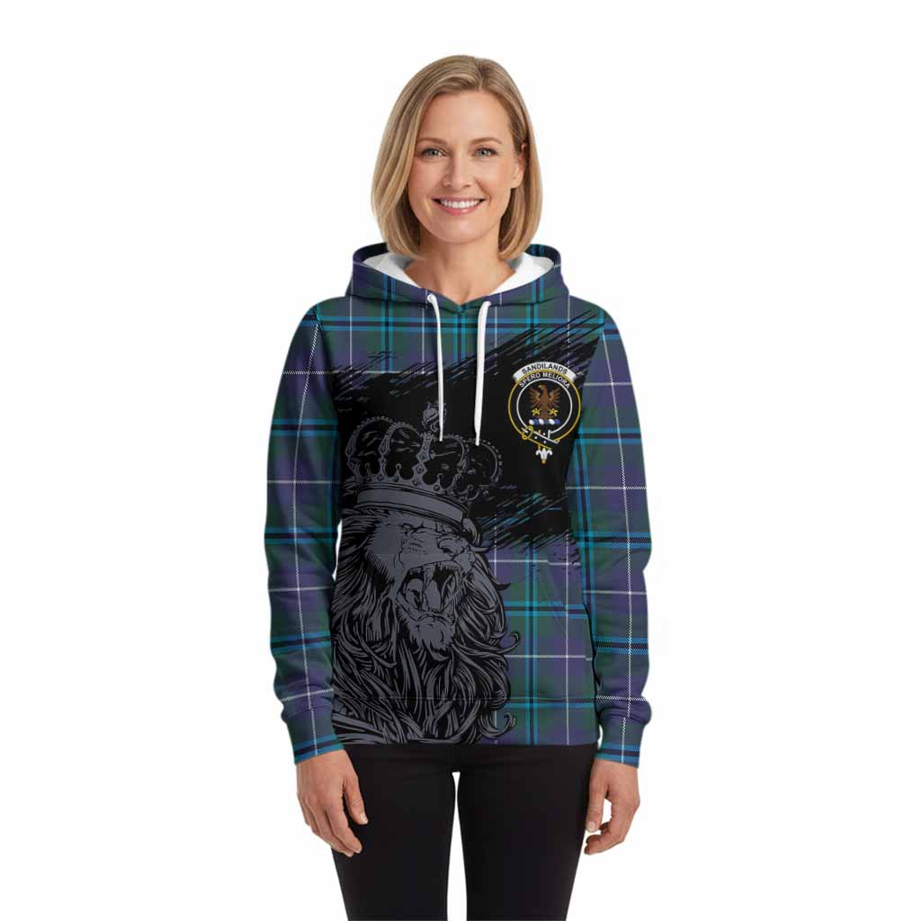Sandilands Tartan Crest Hoodie Crowned Lion Heritage Style