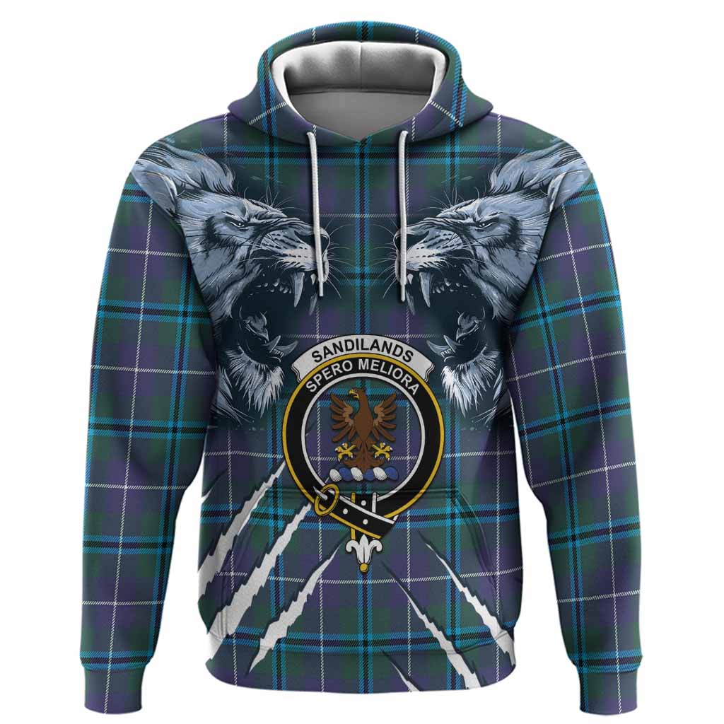 Sandilands Tartan Crest Hoodie Ferocious Lion Style