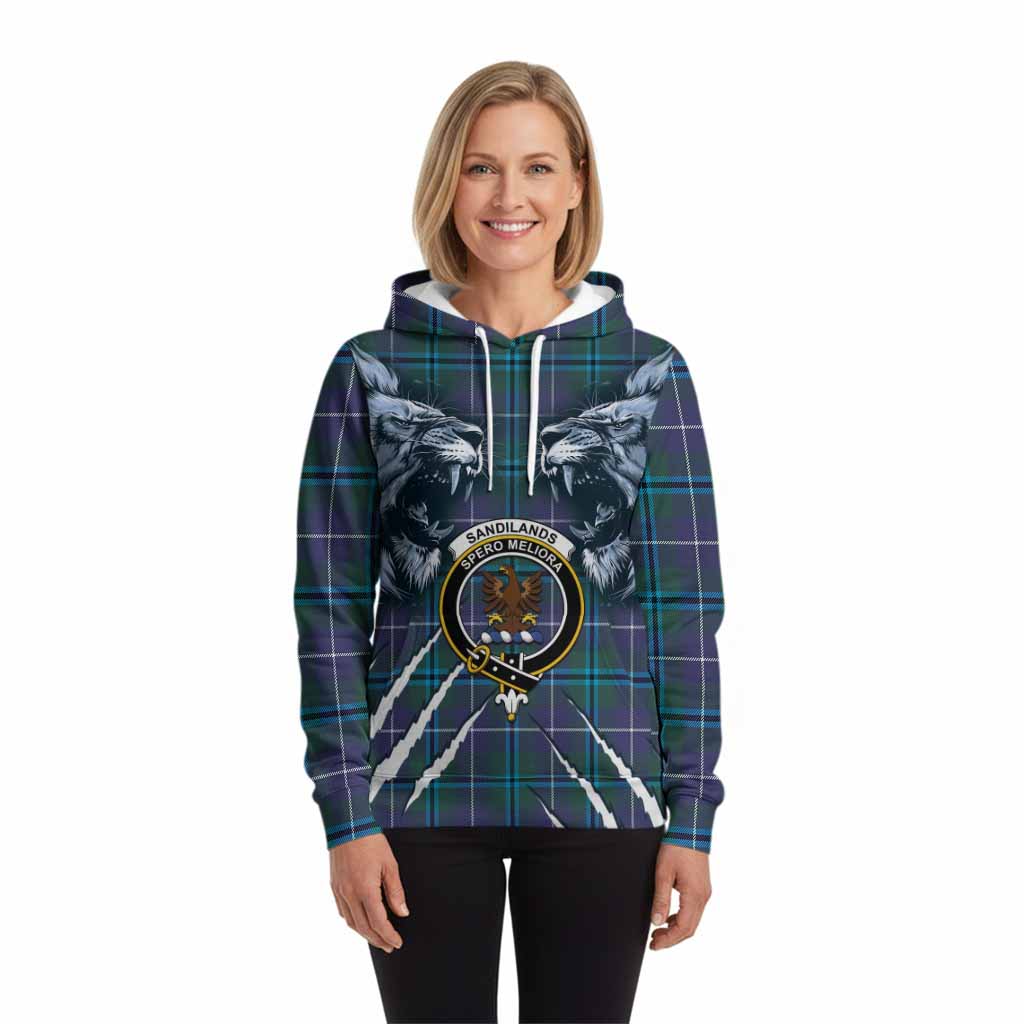 Sandilands Tartan Crest Hoodie Ferocious Lion Style