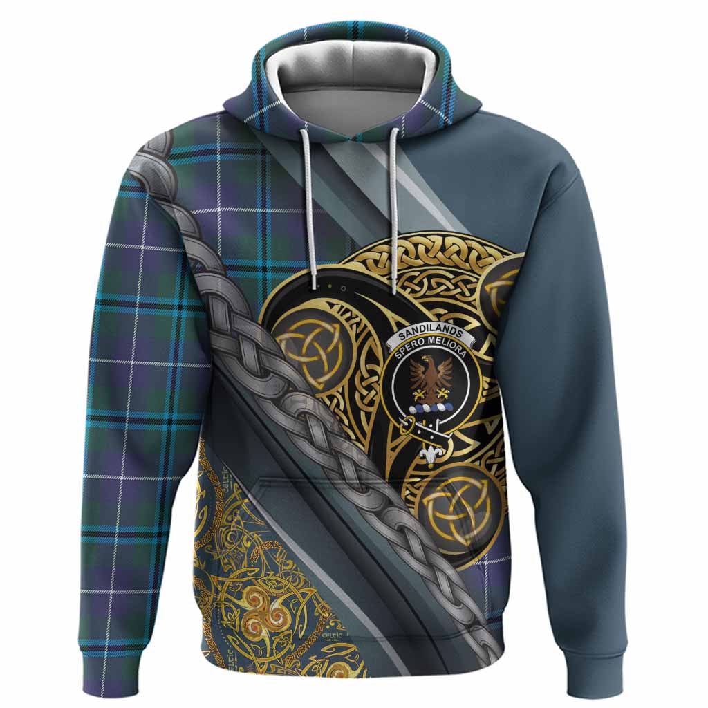 Sandilands Tartan Crest Hoodie Scottish Triskele Celtic