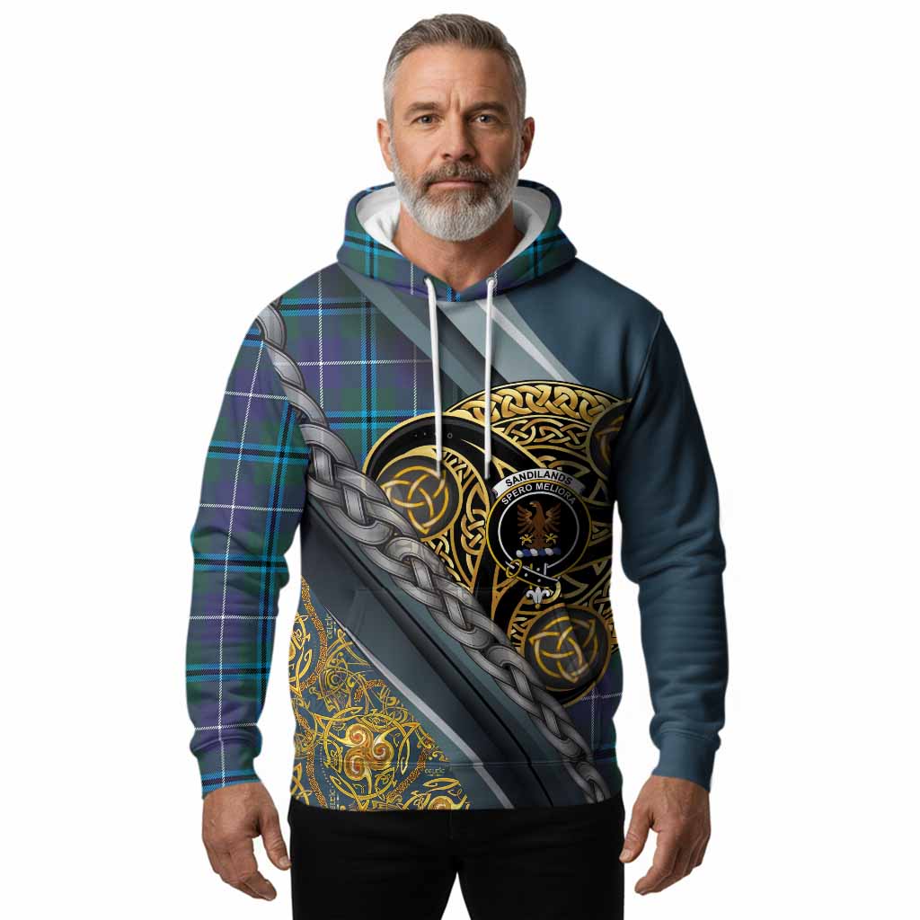 Sandilands Tartan Crest Hoodie Scottish Triskele Celtic