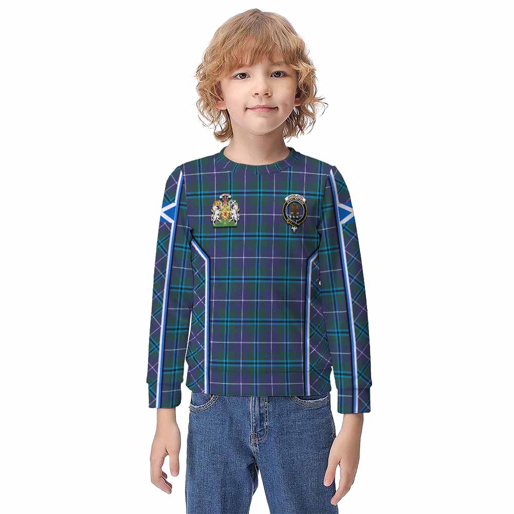 Sandilands Tartan Crest Kid Knitted Sweatshirt Scotland Coat of Arm Flag Style - Tartan Vibes Clothing