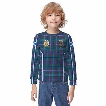 Sandilands Tartan Crest Kid Knitted Sweatshirt Scotland Coat of Arm Flag Style - Tartan Vibes Clothing