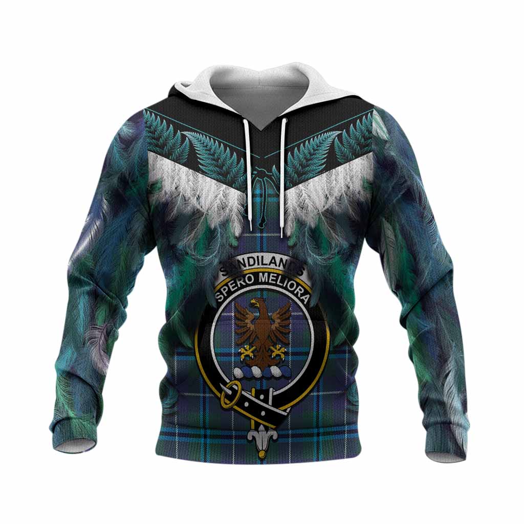 Sandilands Tartan Crest Knitted Hoodie New Zealand Maori Korowai Cloak