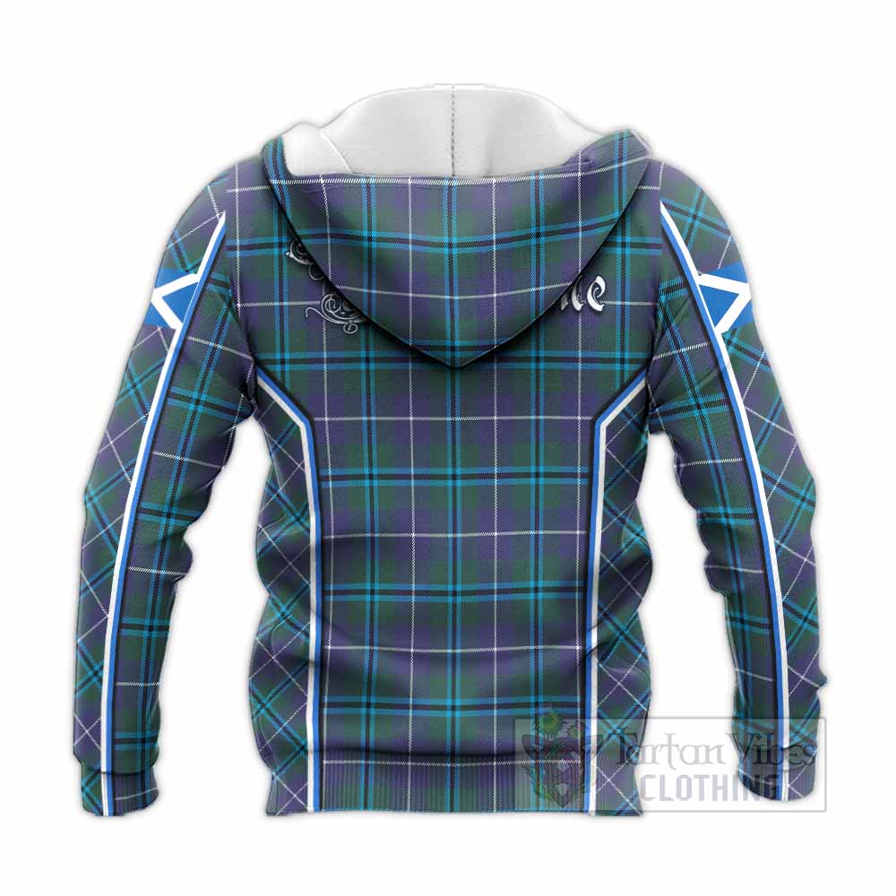 Sandilands Tartan Crest Knitted Hoodie Scotland Coat of Arm Flag Style - Tartan Vibes Clothing