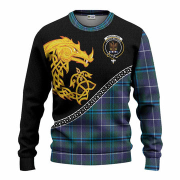 Sandilands Tartan Crest Knitted Sweater Legendary Dragon Knot Half Style