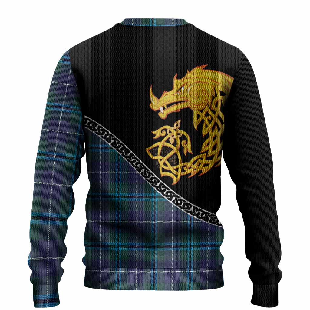 Sandilands Tartan Crest Knitted Sweater Legendary Dragon Knot Half Style